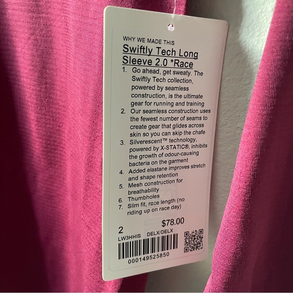 NWT Lululemon Swiftly Tech Long-Sleeve Shirt 2.0 *Race Length Deep Luxe Size 2 - Picture 4 of 7